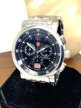 Michele Men's Watch MW01K00D9002 Swiss Quartz Chronograph Black Dial Steel 42mm